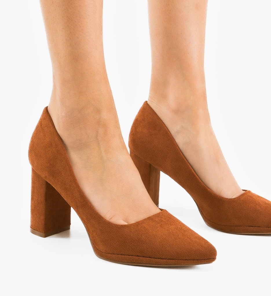 Pantofi Camel cu Toc - Eleganta Asigurata - imagine 3