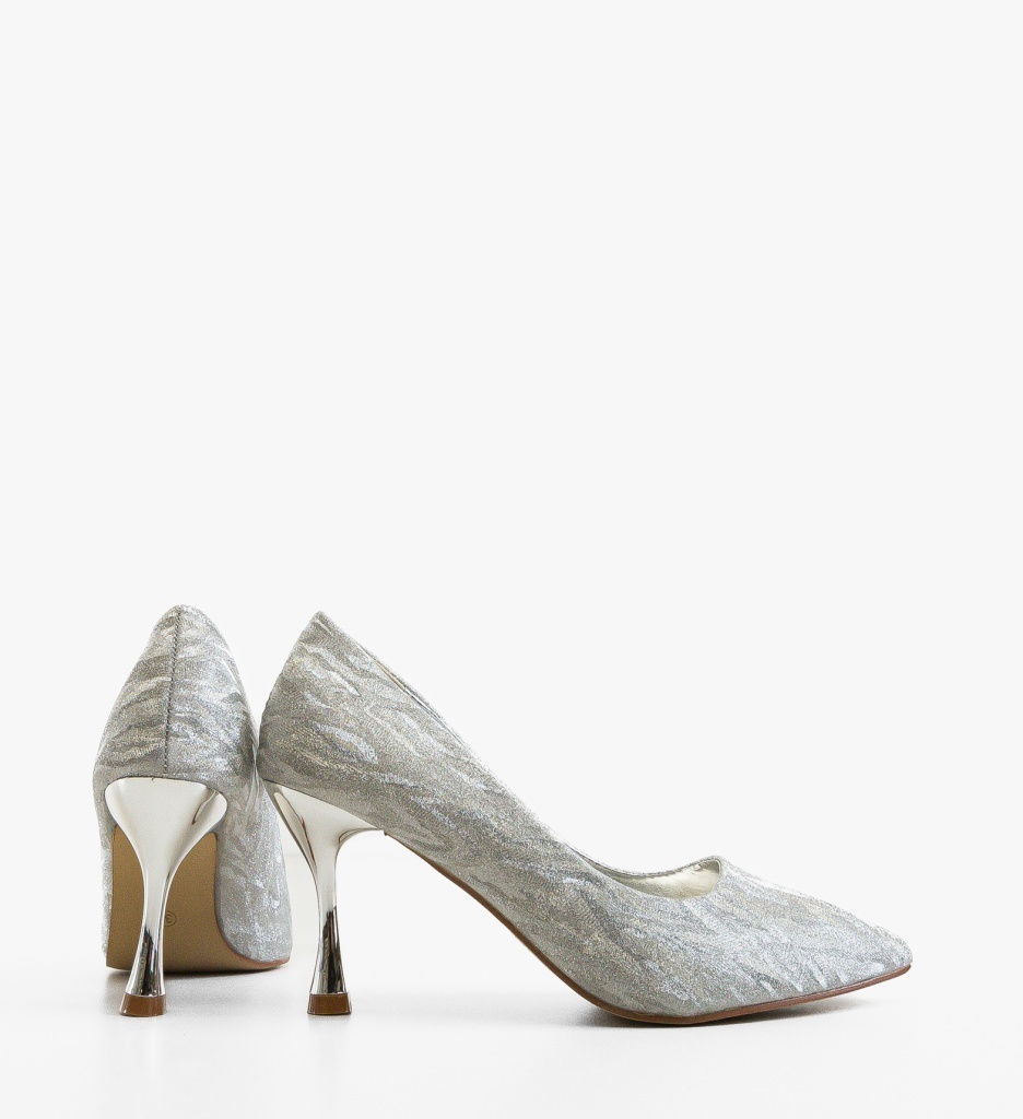 Pantofi Dama cu Toc Coral Argintii Eleganți - imagine 4