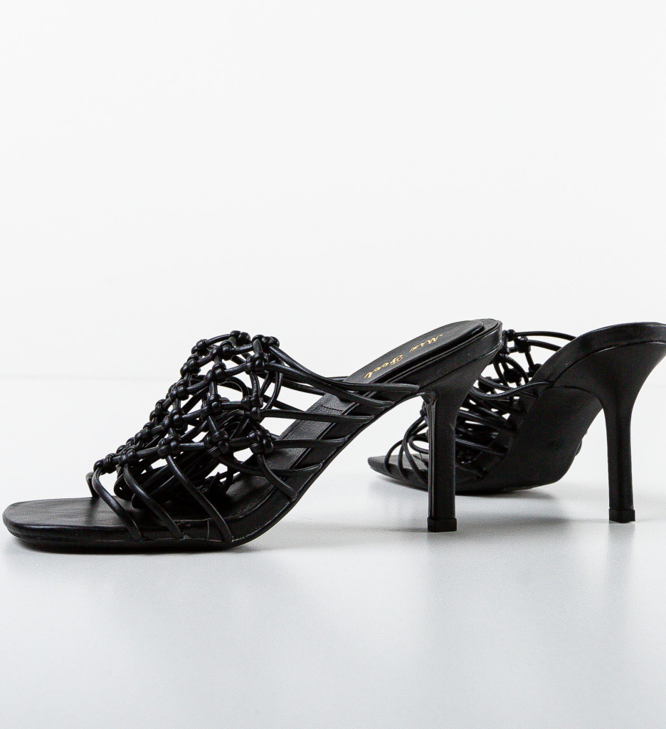 Sandale Griffin Negre Elegante cu Toc - imagine 7