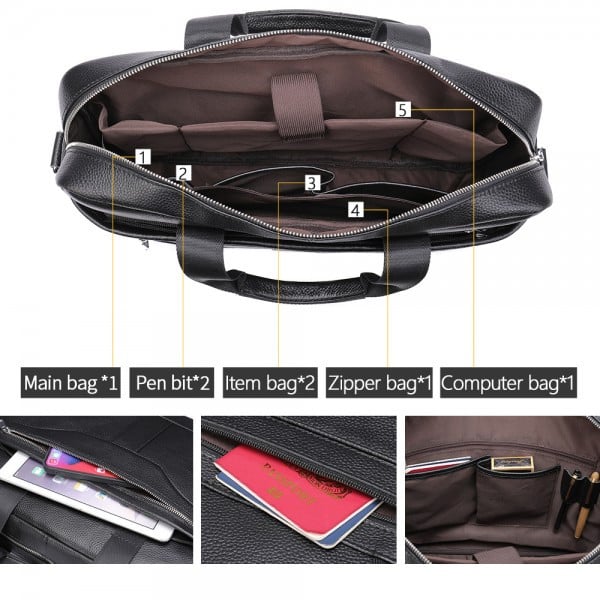 Servieta Andy GT1310 Piele Naturală Laptop Negru - imagine 2