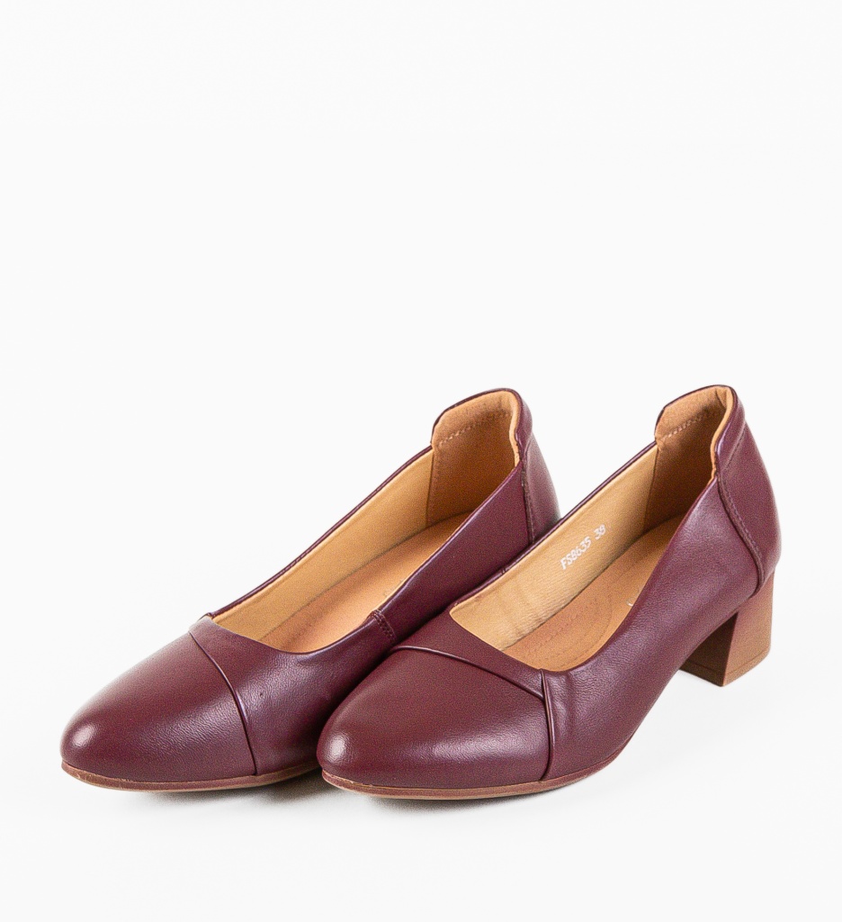 Pantofi Toc Grena Eleganți Dama - imagine 6