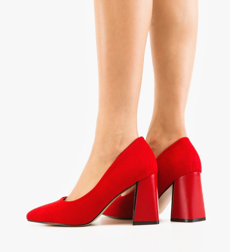 Pantofi Dama Nimua Rosii cu Toc Eleganți