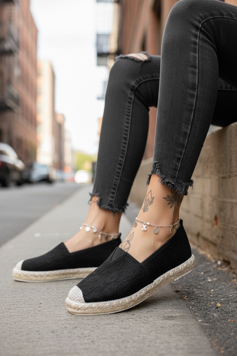 Espadrile Dama Casual Negre - Confort Maxim - imagine 2