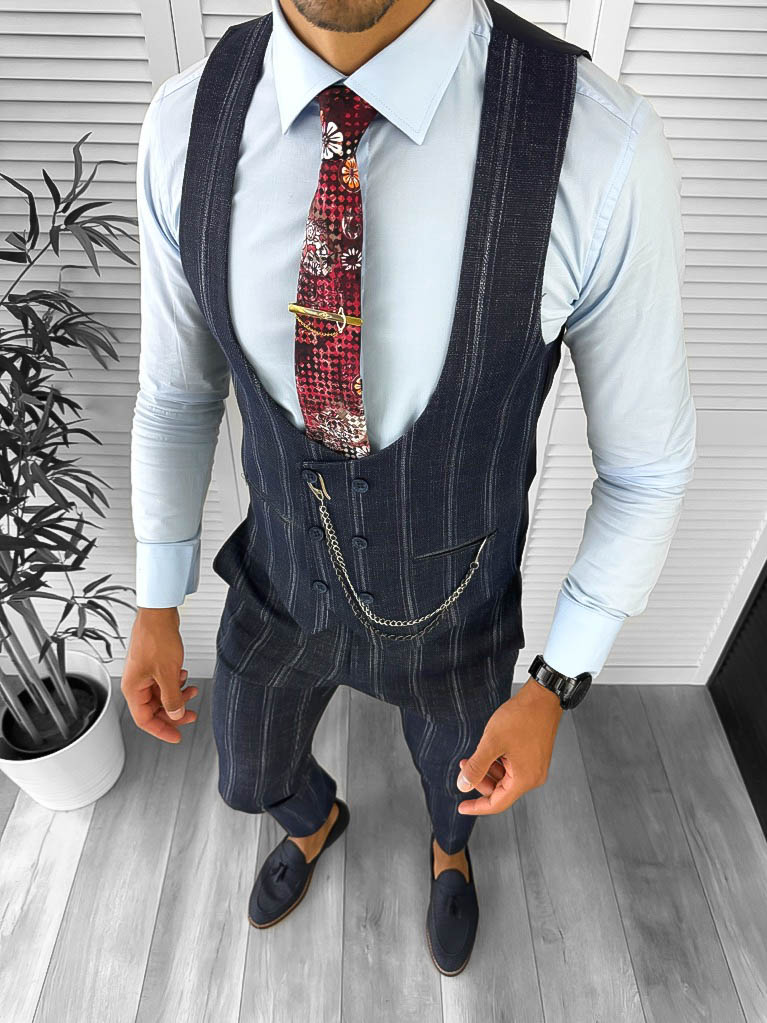 Vesta Barbati Slim Fit Bleumarin - Elegant Office