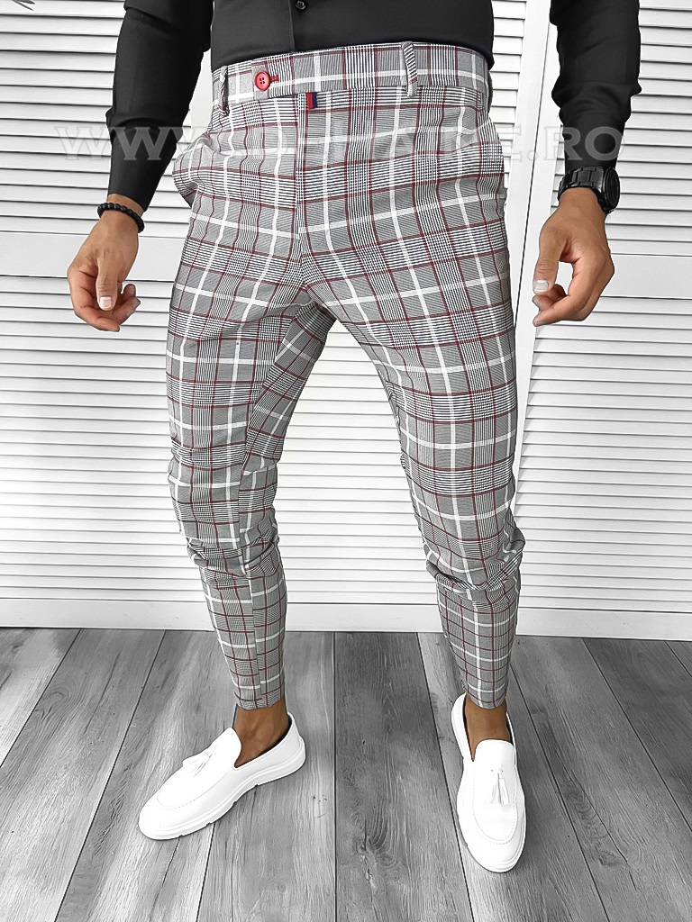 Pantaloni Casual Bărbați Regular Fit Carouri B7840