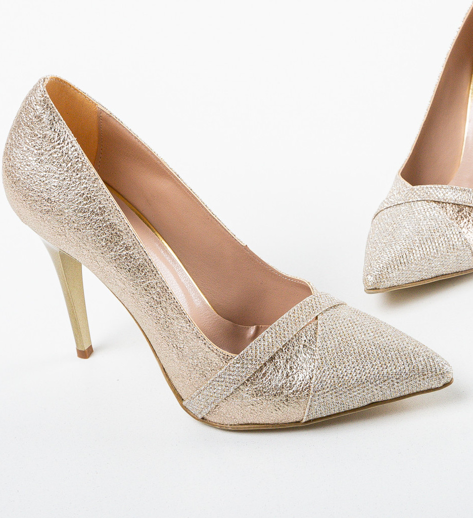 Pantofi cu Toc Grigor Aurii | Eleganță și Stil - imagine 6