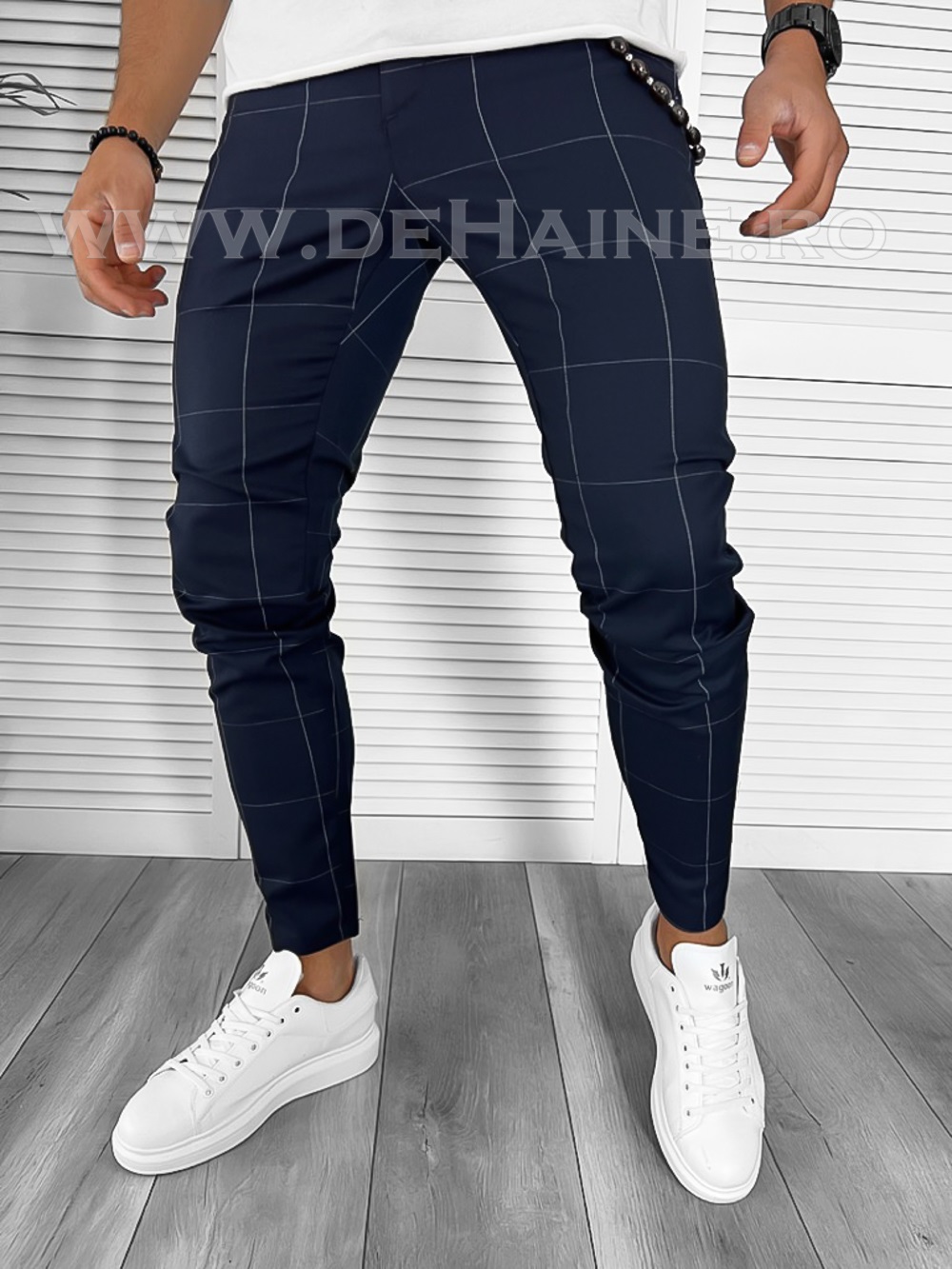 Pantaloni Barbati Bleumarin Casual din Bumbac 100%