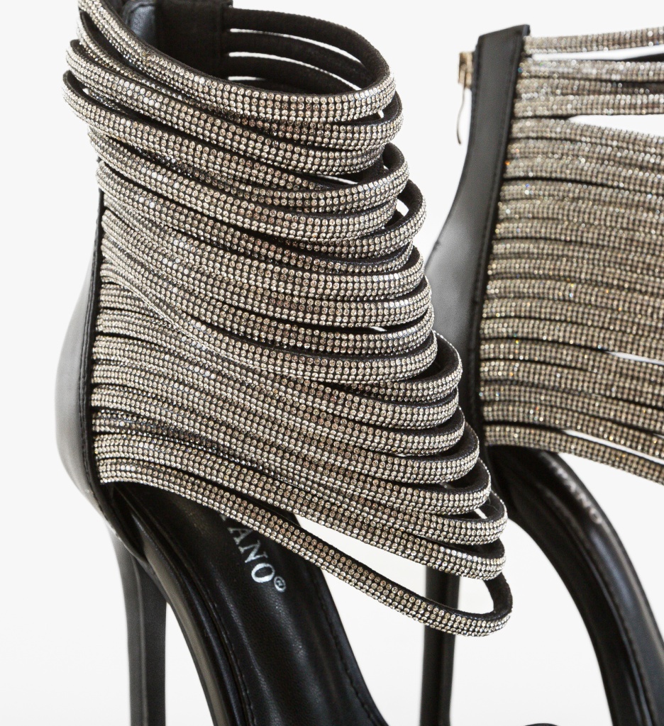 Sandale Dama Pone Negre Elegante cu Toc - imagine 7