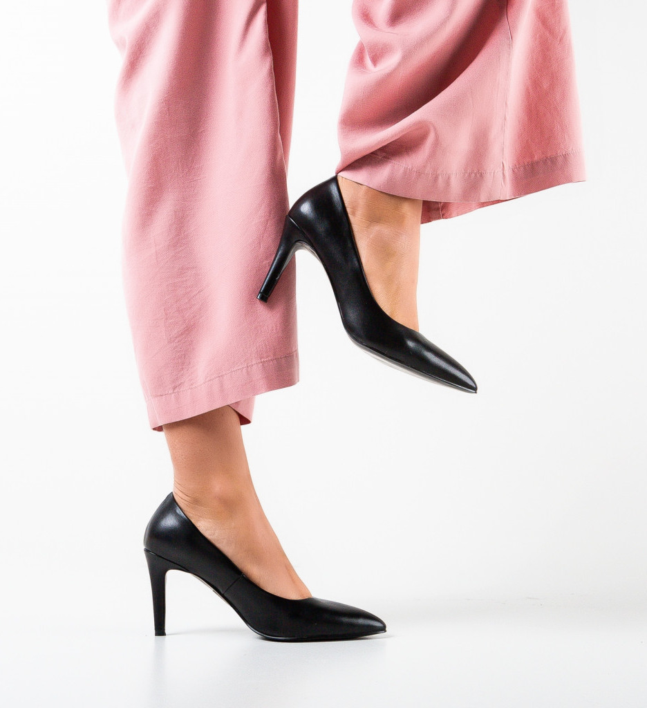 Pantofi Dama Eleganți cu Toc Negri - imagine 2