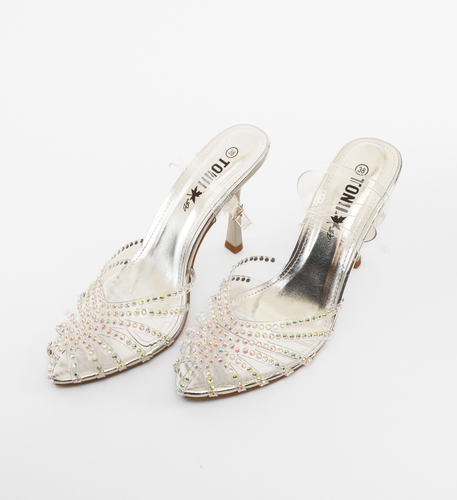 Pantofi Toc Myndre Argintii - Eleganță Asigurată - imagine 5