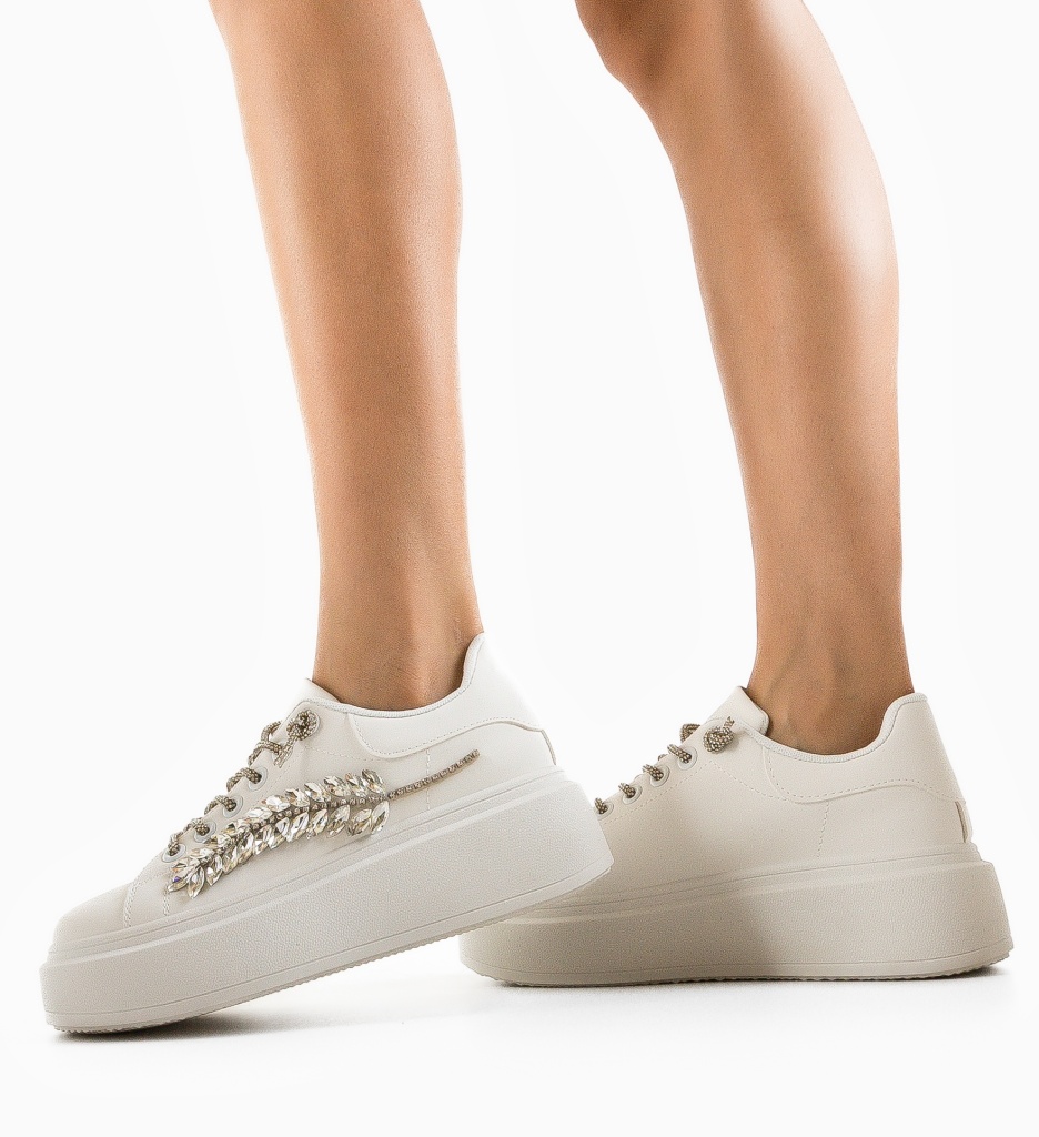 Sneakers Dama Epipha Albi | Confort și Stil - imagine 3