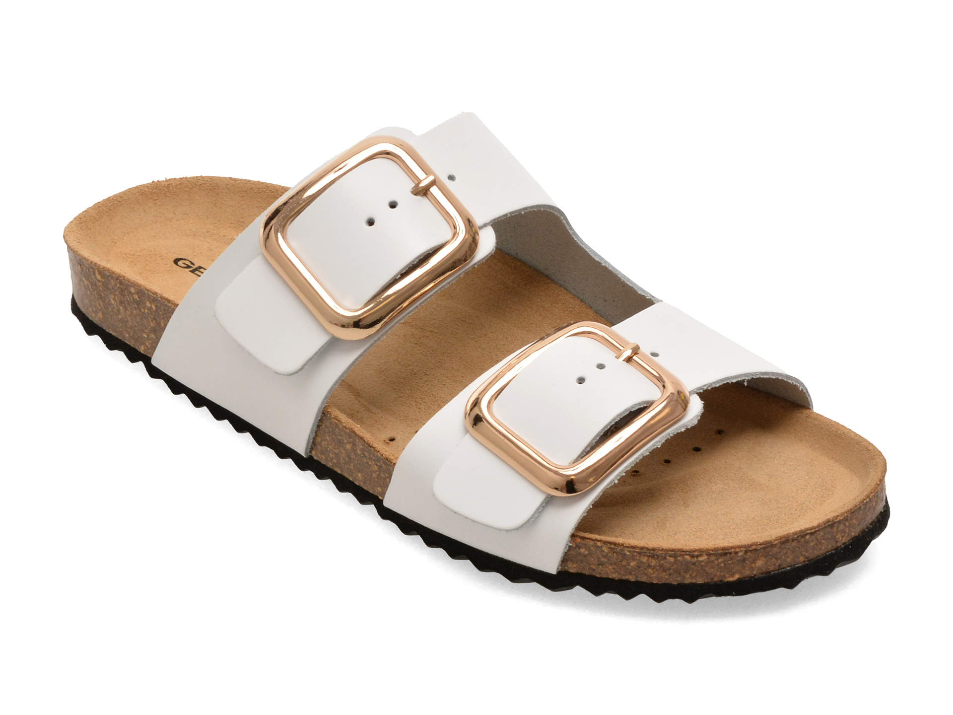 Papuci Geox D45Y3B albi din piele