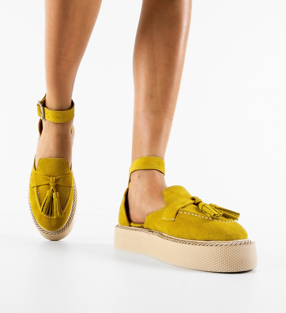 Pantofi Casual Galbeni Cestus - imagine 2