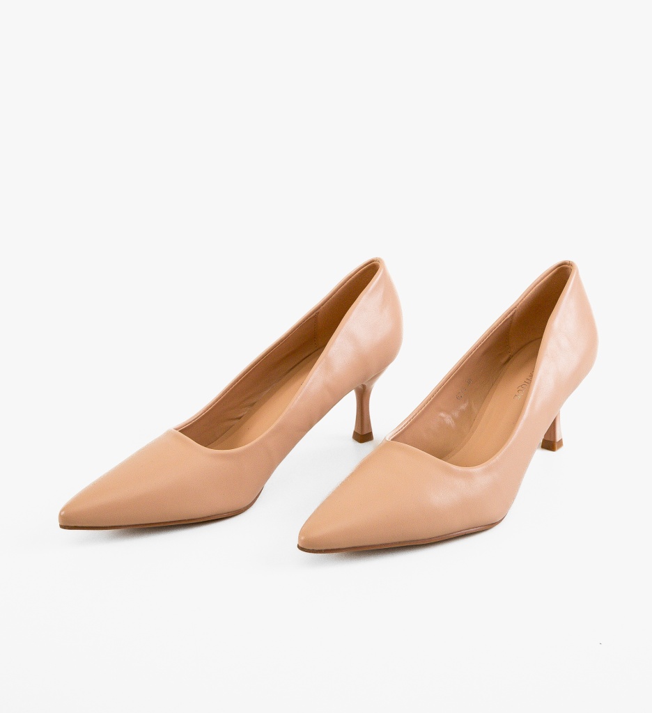 Pantofi Dama Klaak Nude cu Toc Fin - imagine 6
