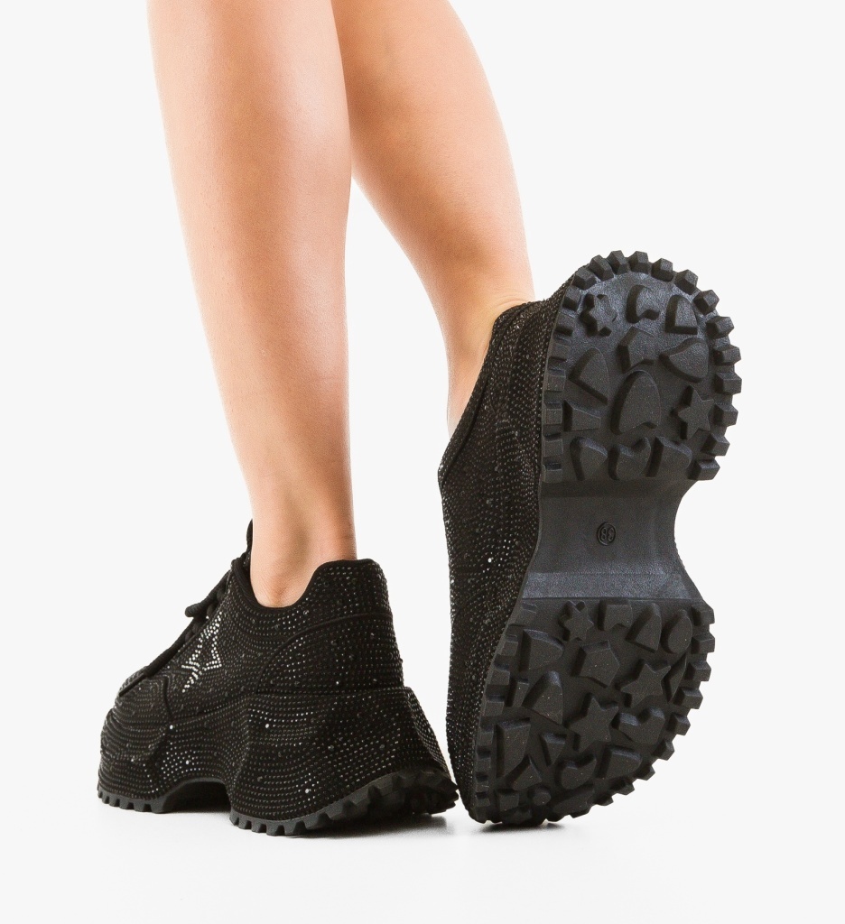 Sneakers Dama Starre Negri – Stil și Confort - imagine 2