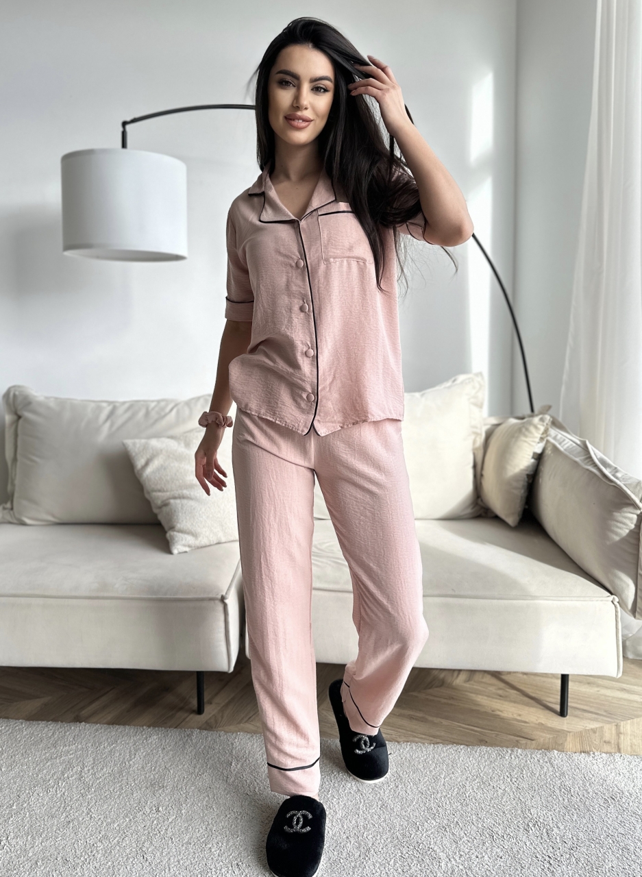 Set Pijama Damă Delis, 2 Piese, Crem - imagine 2