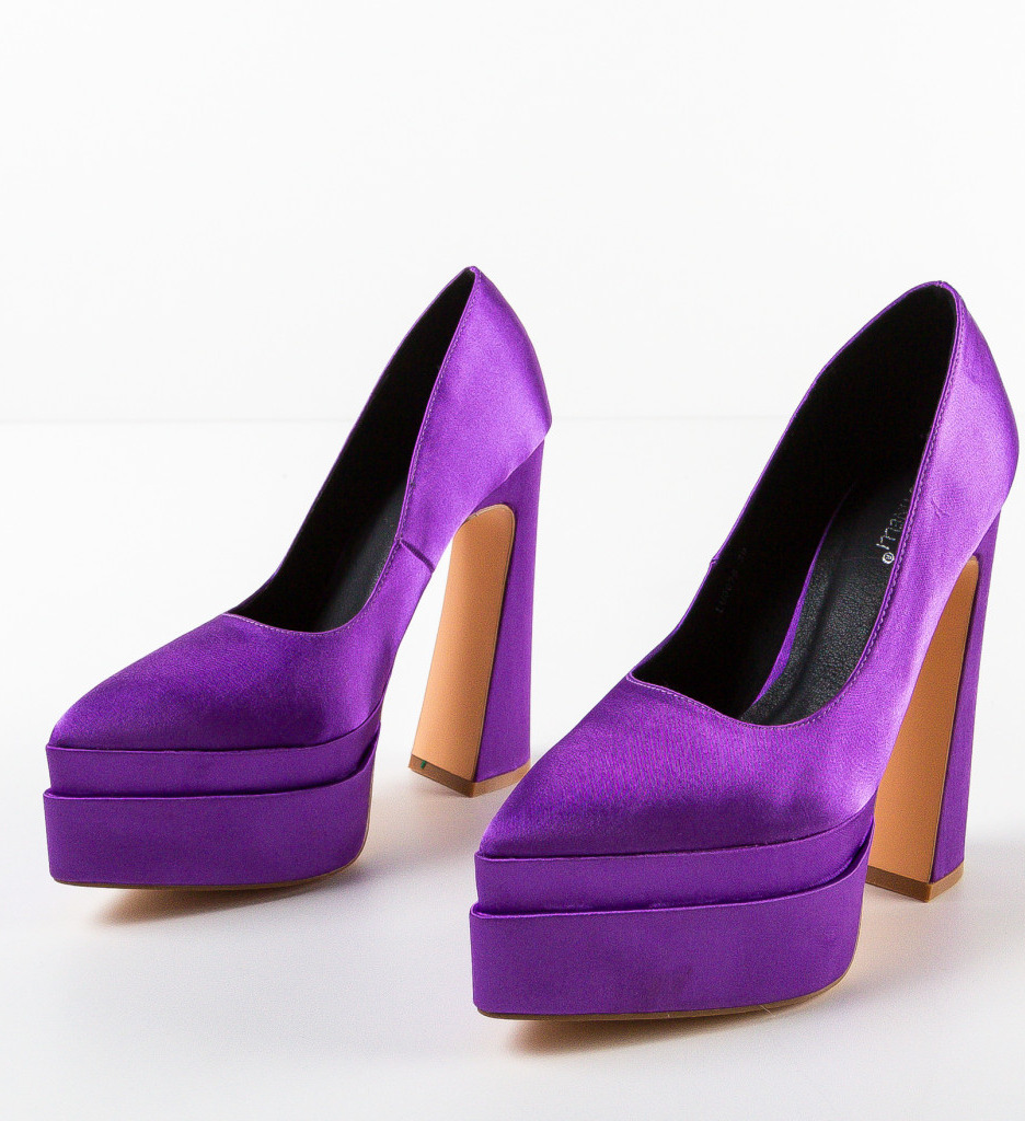 Pantofi Carweb Mov Eleganți cu Toc - imagine 7