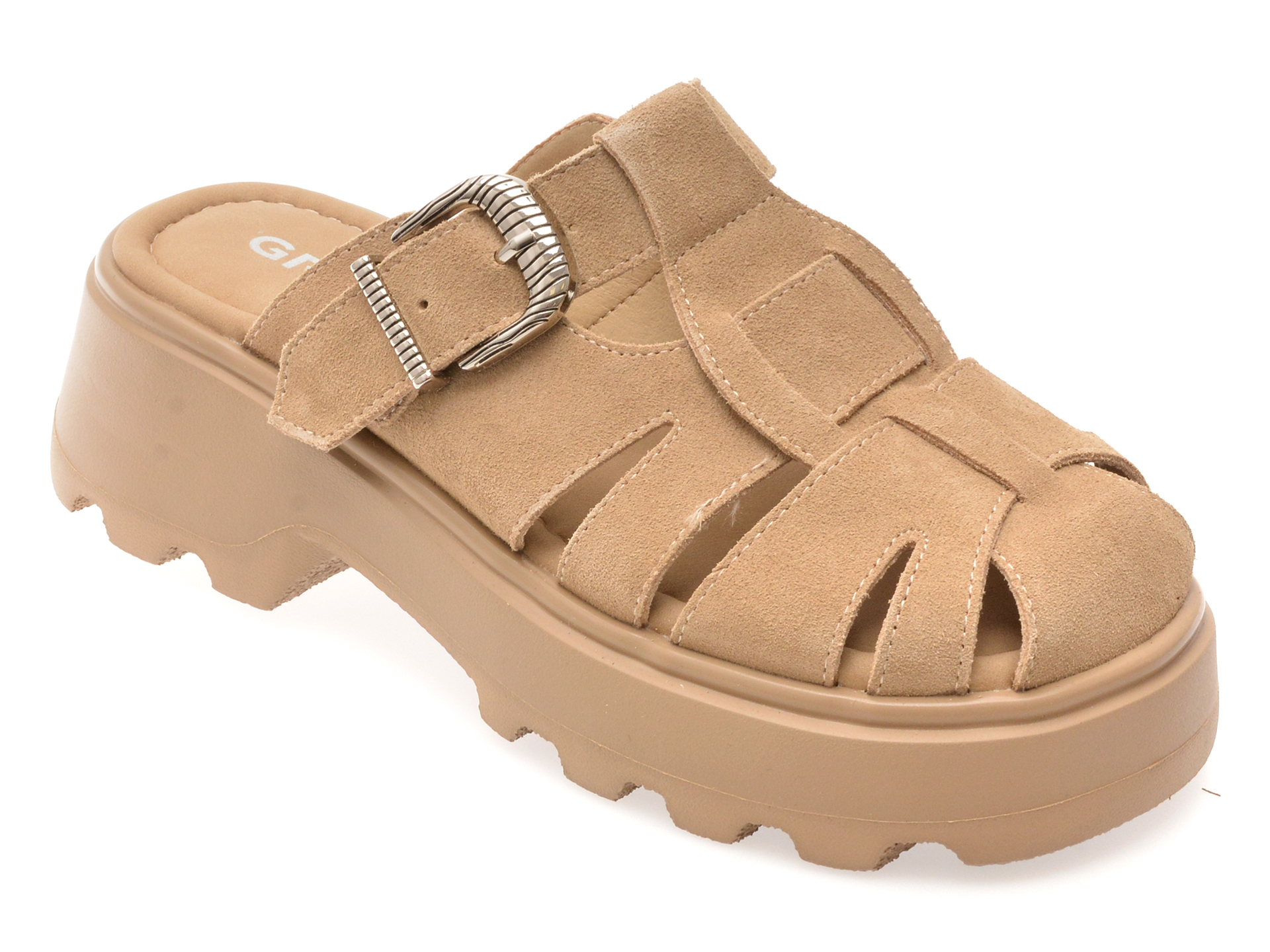 Papuci Gryxx Piele Întoarsă Bej | Confort