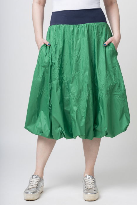 Fusta Verde Midi Taffeta Shopika | Elegantă