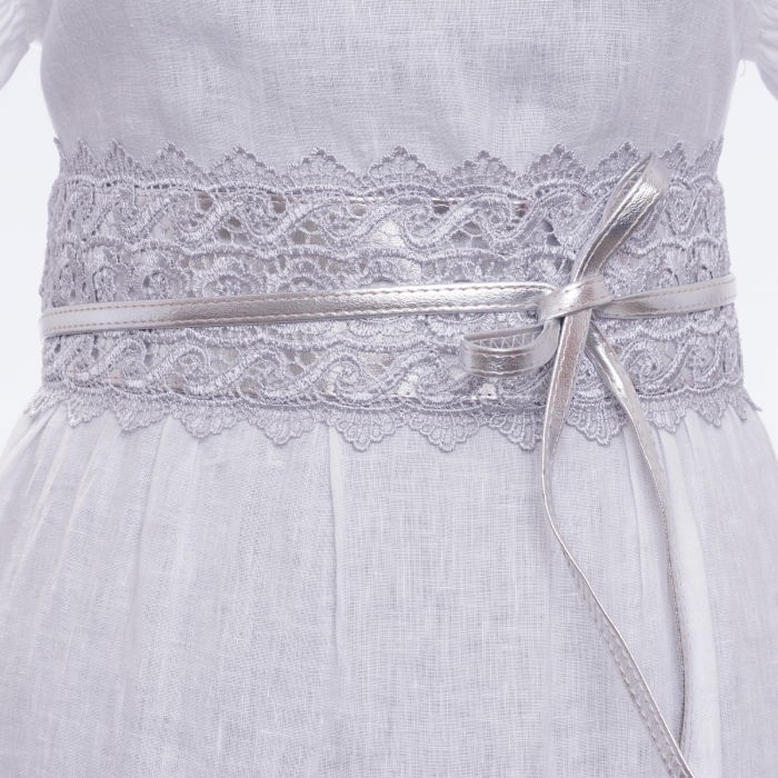 Curea lata broderie argintie Shopika - imagine 1