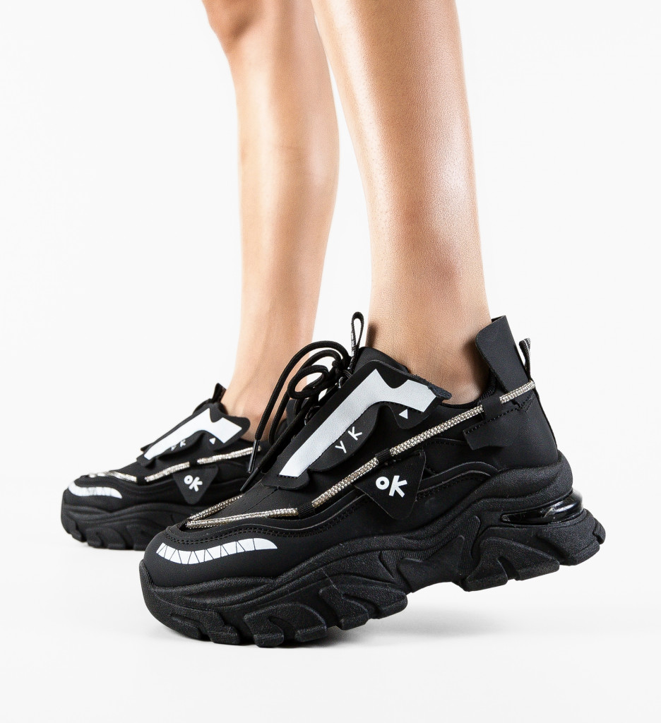 Sneakers Dama Reecola Negri - Confort și Stil - imagine 2