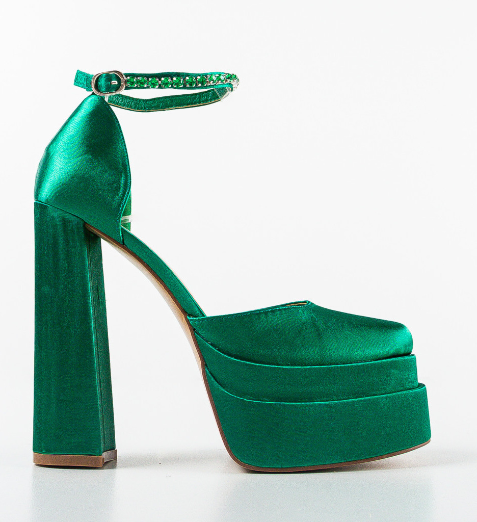 Pantofi Dama Sarah Verzi cu Toc Eleganți - imagine 4