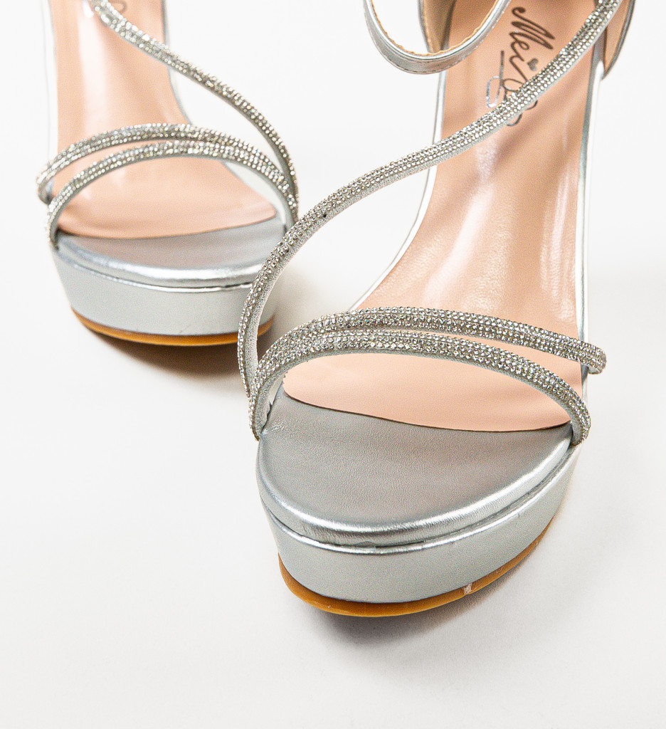 Platforme Dama Duys Argintii | Sandale Elegante - imagine 4