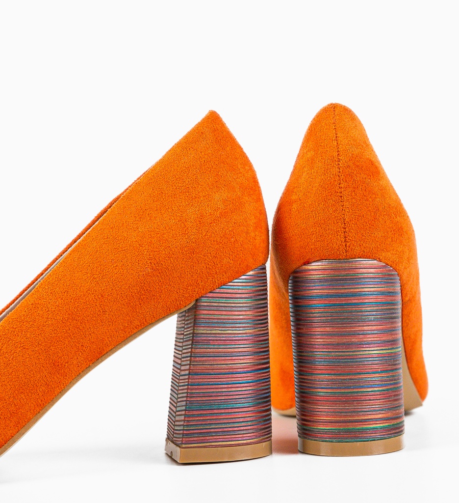 Pantofi cu Toc Ferne Portocalii - Eleganță - imagine 7