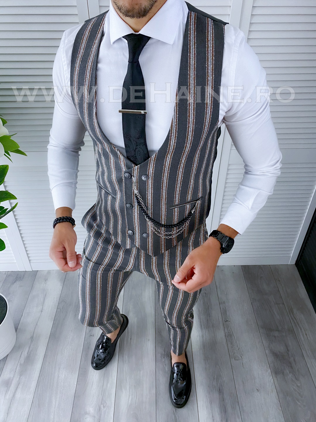 Compleu Barbati Vesta + Pantaloni Elegant Slim Fit