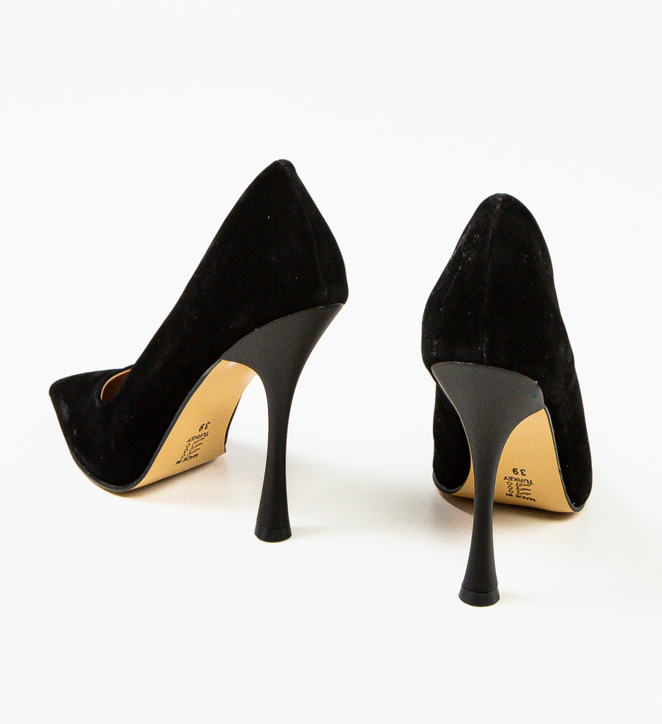 Pantofi cu Toc Eleganți Limoncelo Negri - imagine 5