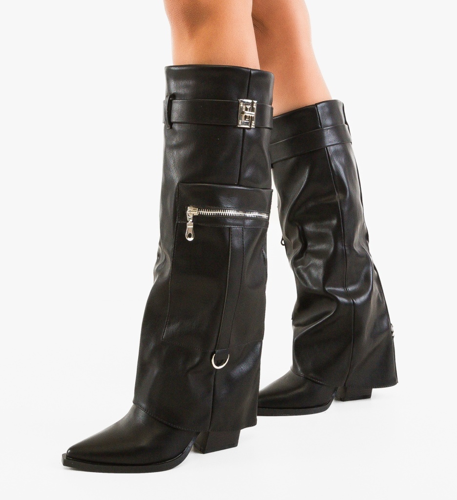 Cizme Elegante Ekka Negre | Depurtat - imagine 5