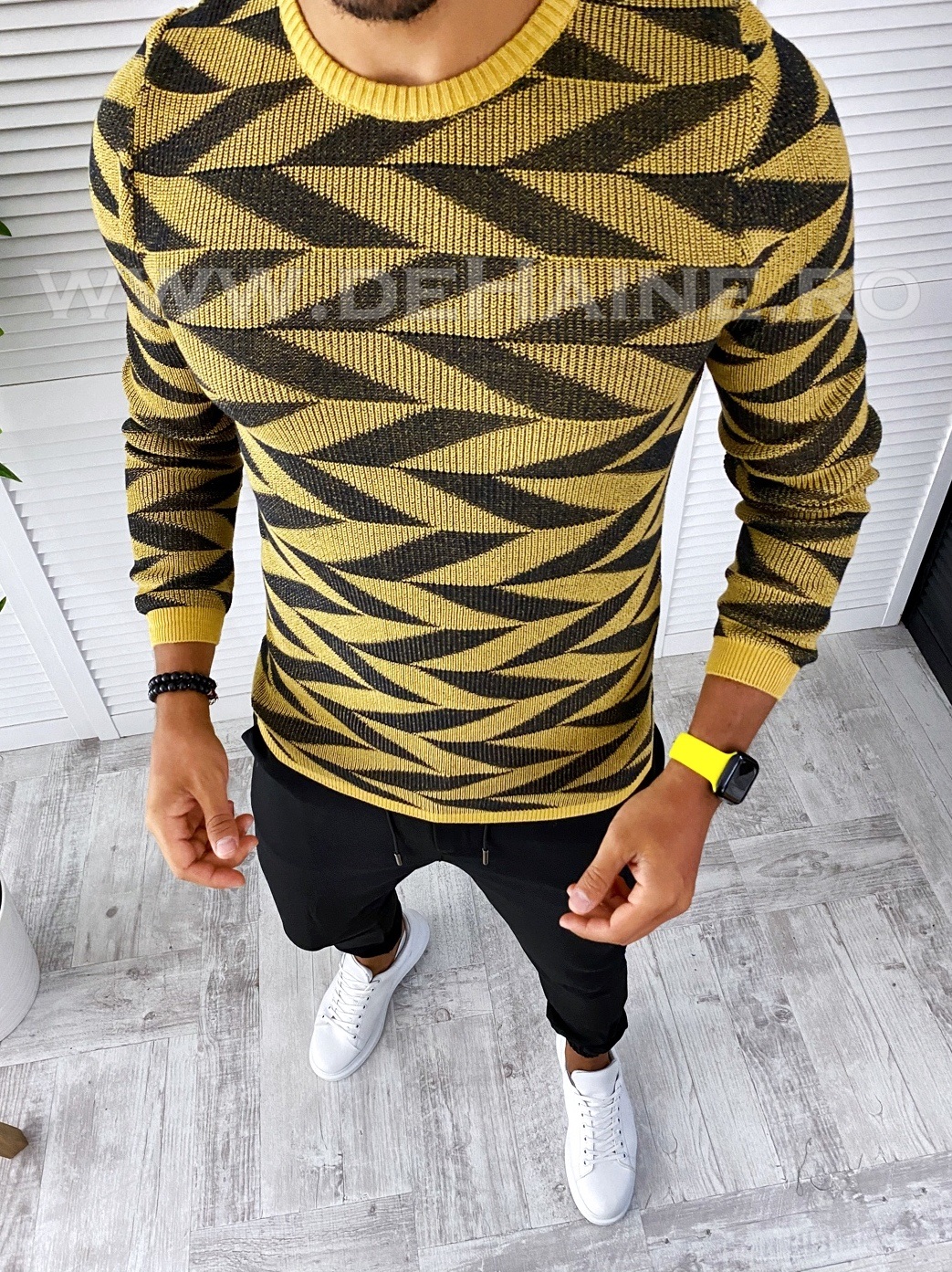 Pulover Barbati Mustar Slim Fit | Stil Modern