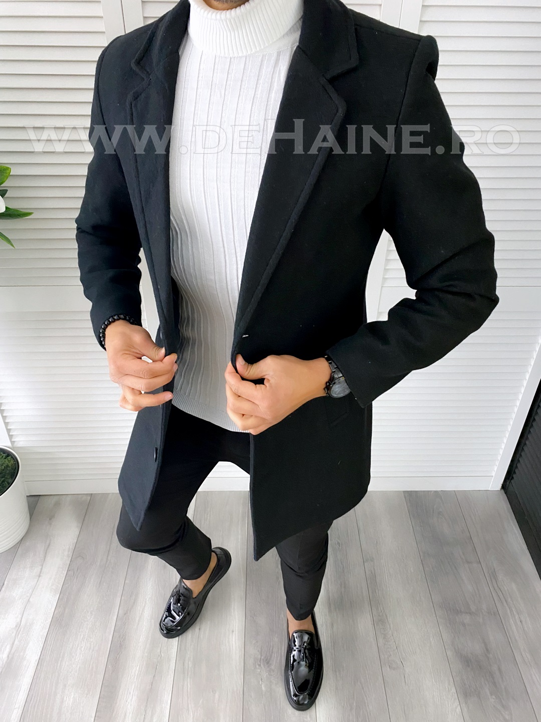Palton Barbati Negru Slim Fit B6791 | Office & Casual