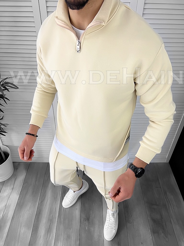 Hanorac Barbati Bej Slim Fit Premium