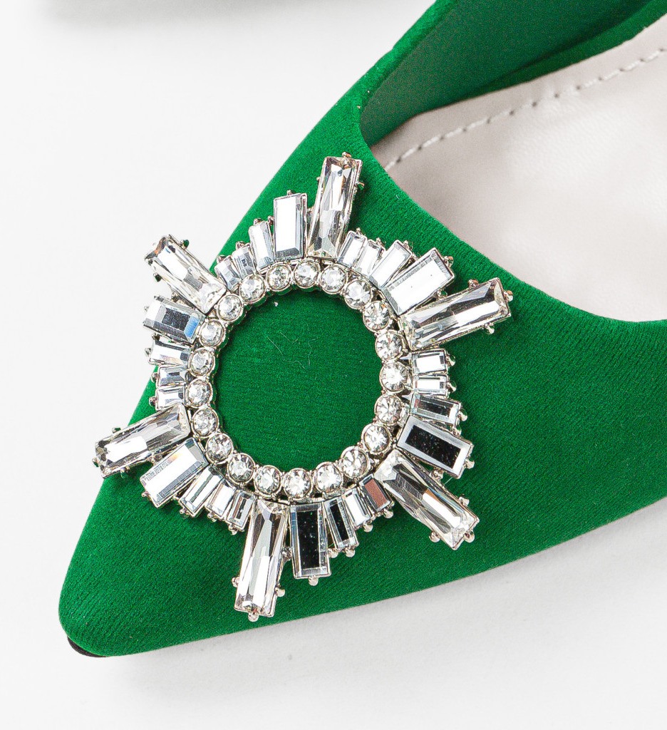 Pantofi Hebebe Verzi cu Toc Eleganți - imagine 3