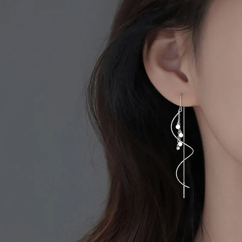 Cercei Argint Delis | Model Elegant Placat Rodiu - imagine 2