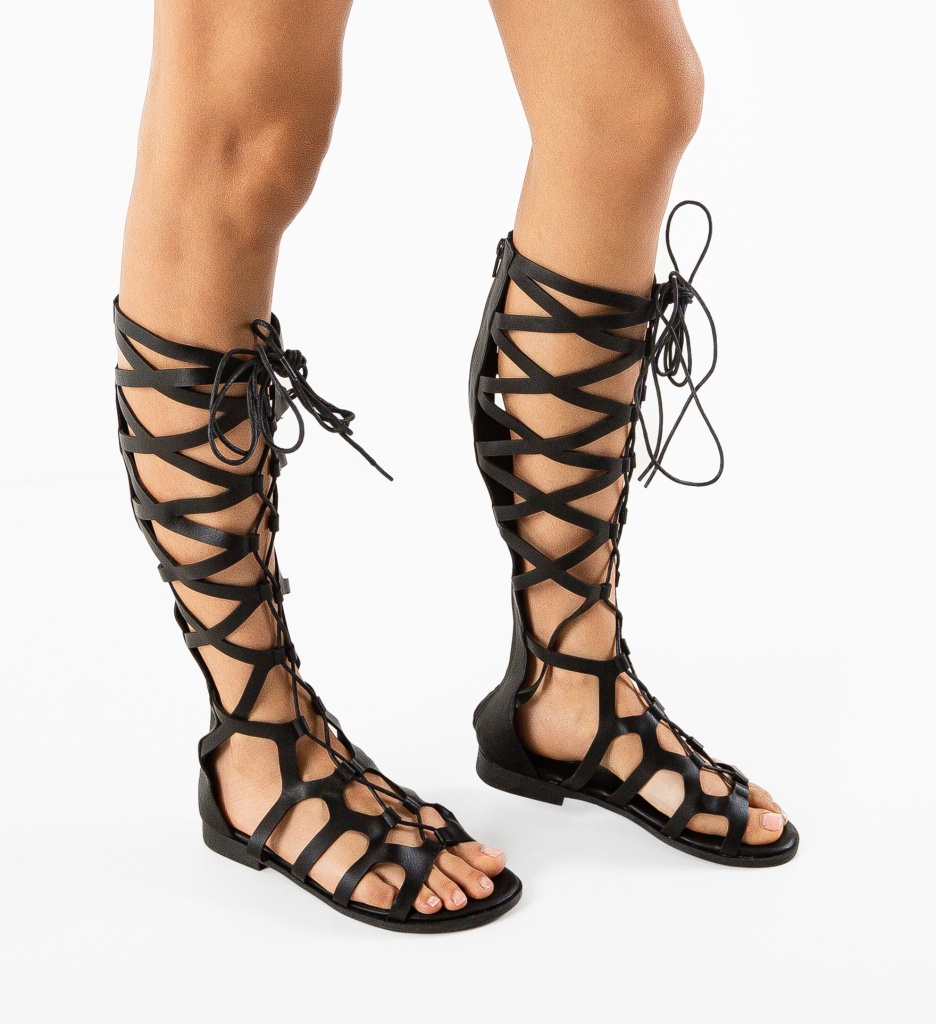 Sandale Gladiatorus Negre - Stil Elegan