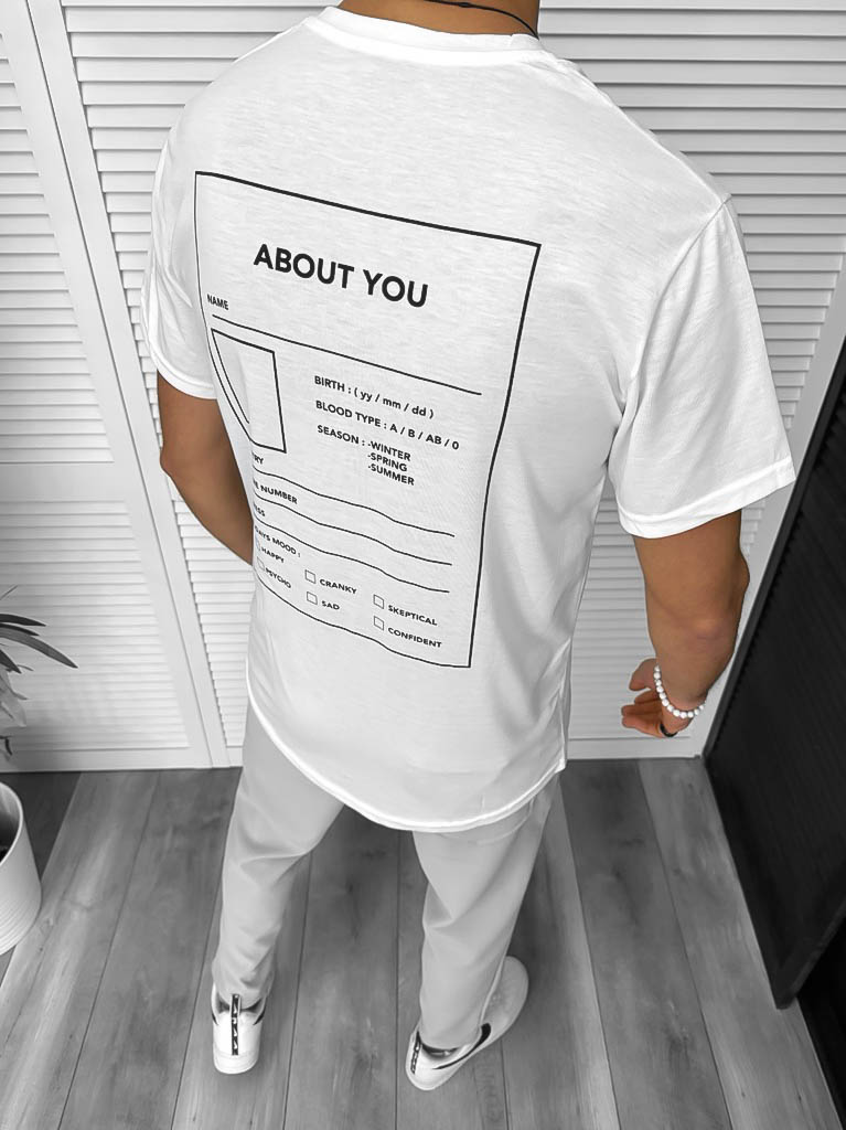 Tricou Barbati Alb Oversize cu Imprimeu