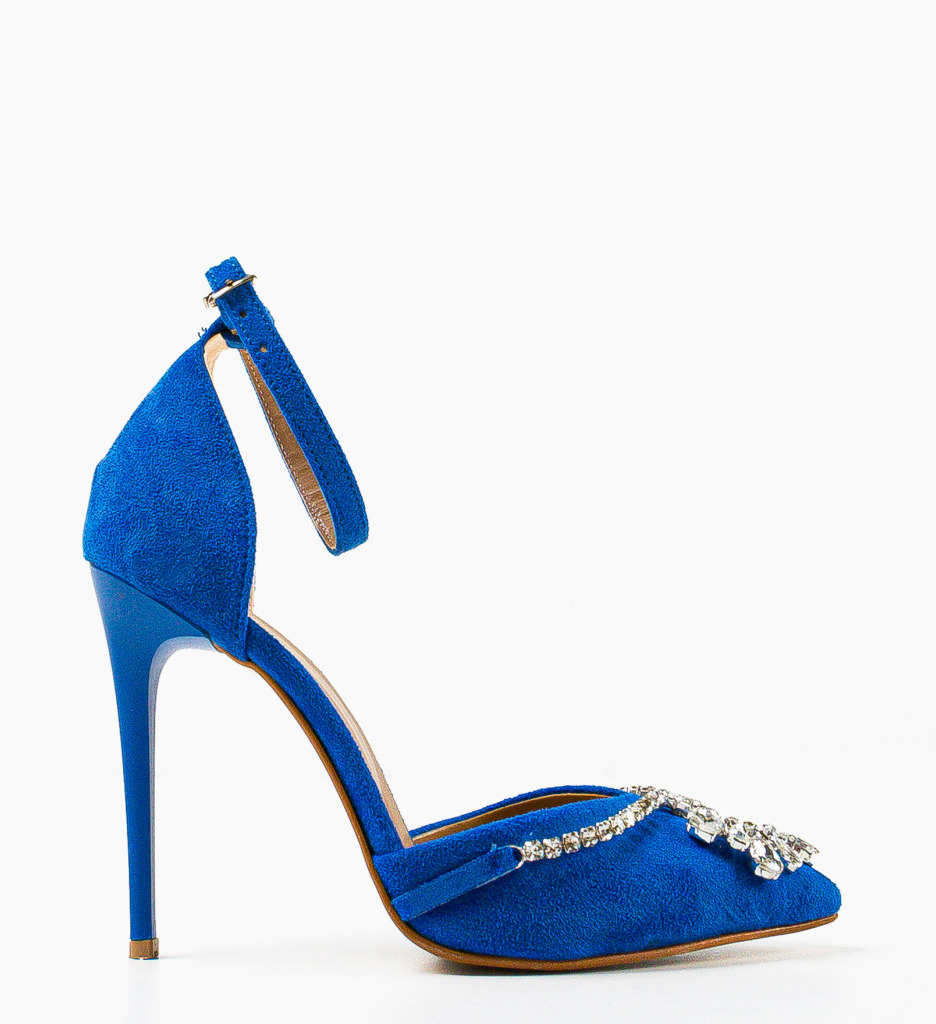 Pantofi dama Alabyna albastri cu toc elegant - imagine 2