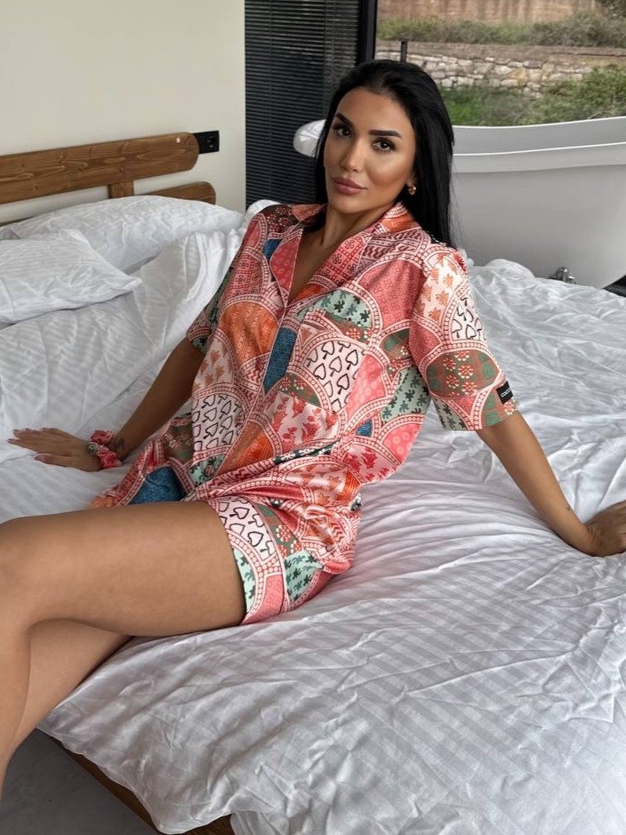 Set Pijama Dama Delis 2 Piese Satin Sidefat - imagine 3