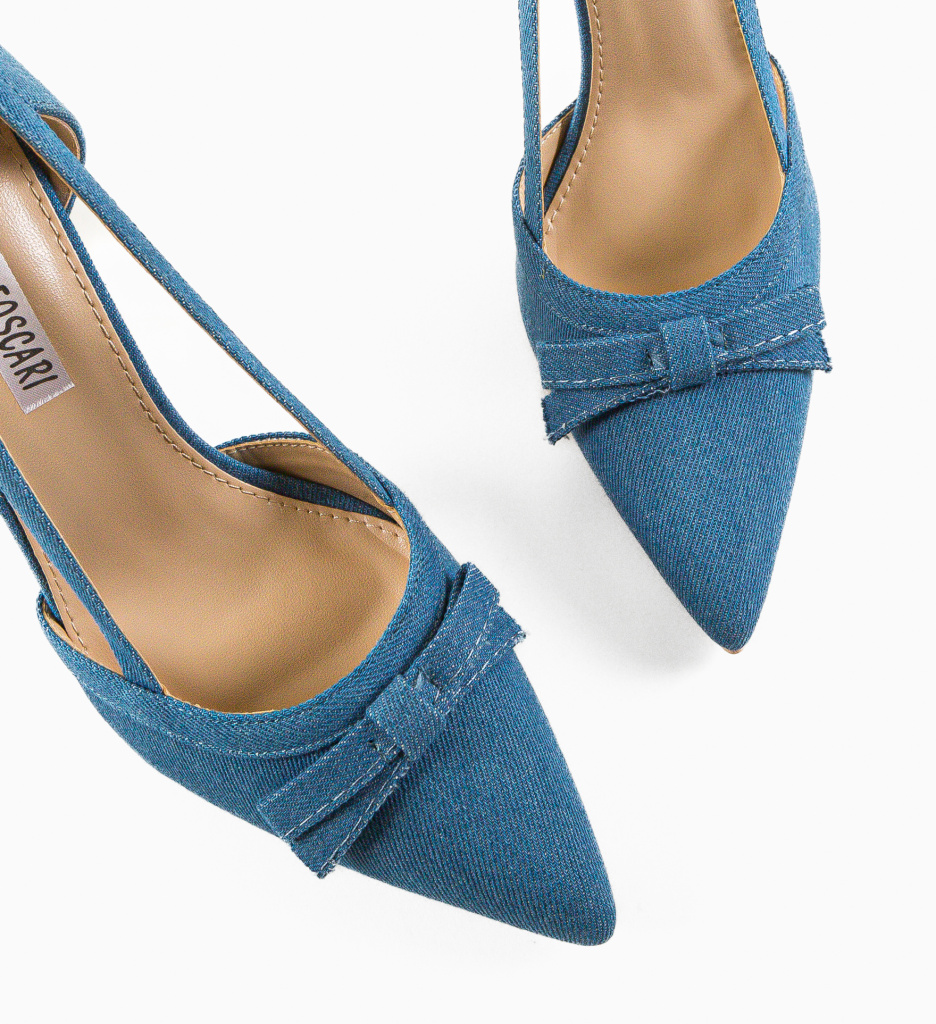 Pantofi Delshad Albastri Eleganți cu Toc - imagine 8