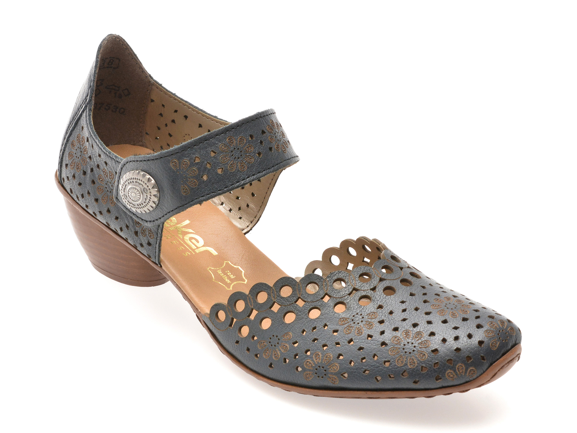 Pantofi Rieker Piele Naturală Bleumarin