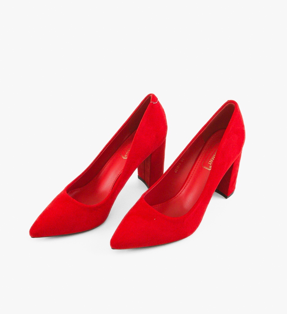 Pantofi Dama Rosii Yang cu Toc Elegant - imagine 5