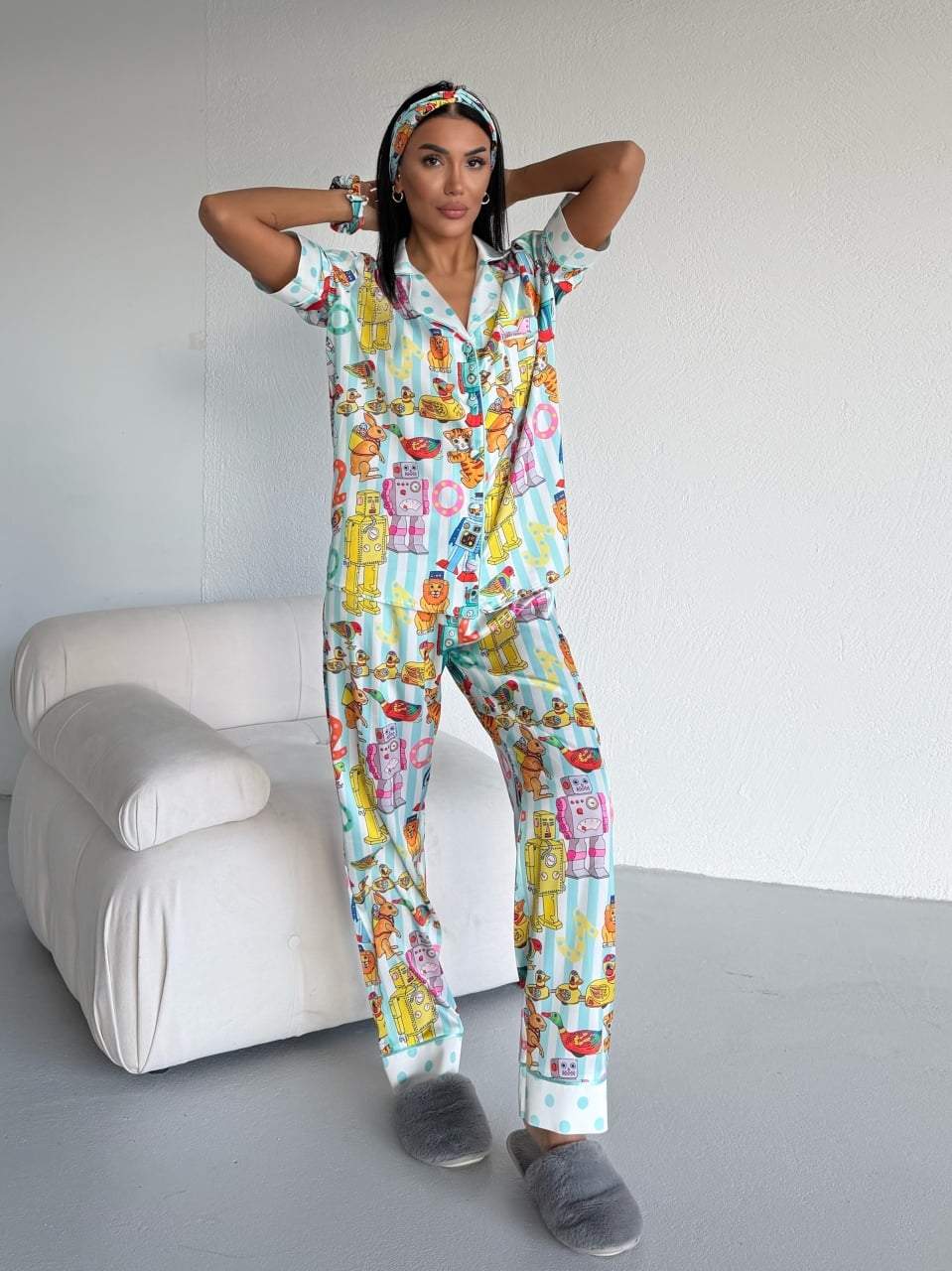 Set Pijama Dama 2 Piese Delis – Imprimeu Multicolor