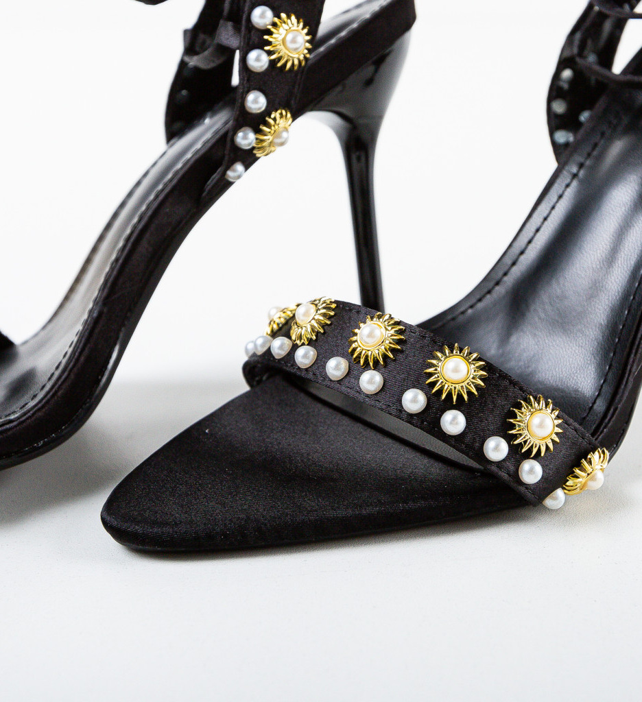 Sandale dama Clyde negre cu toc elegant - imagine 5