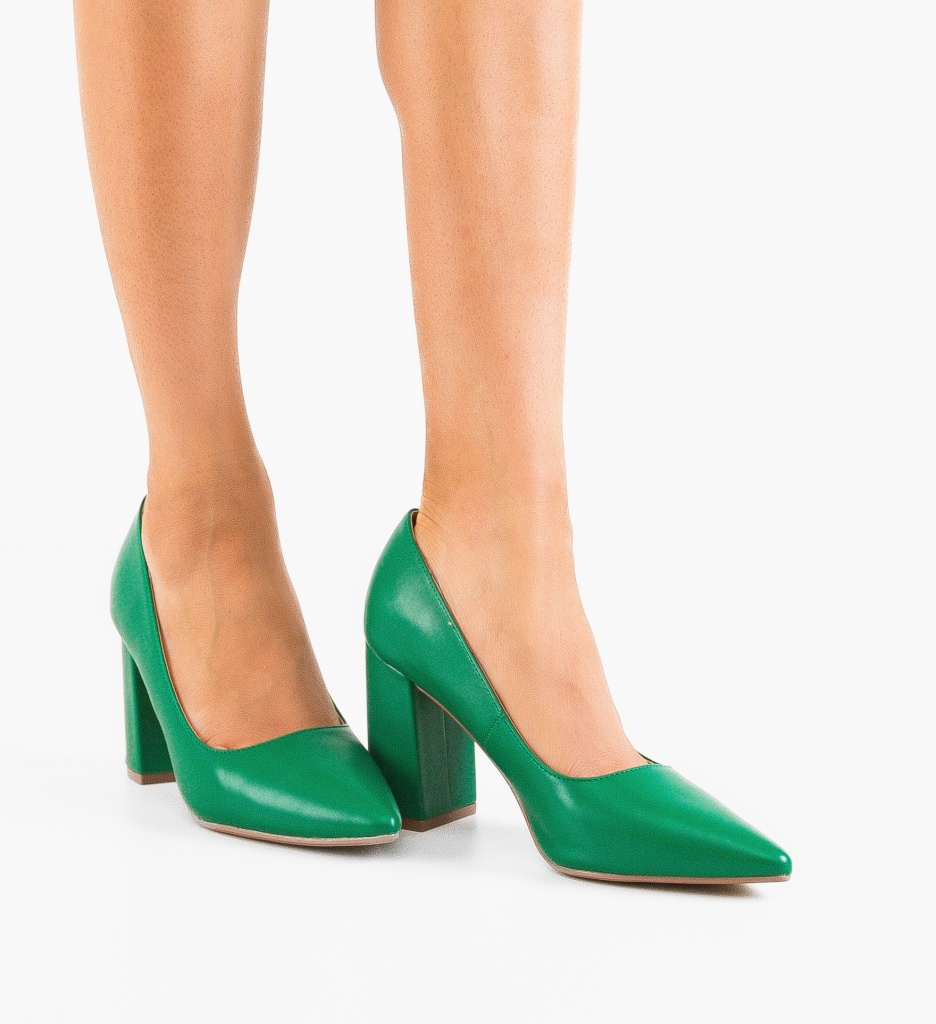 Pantofi Dama Aisha Verizi cu Toc Eleganți