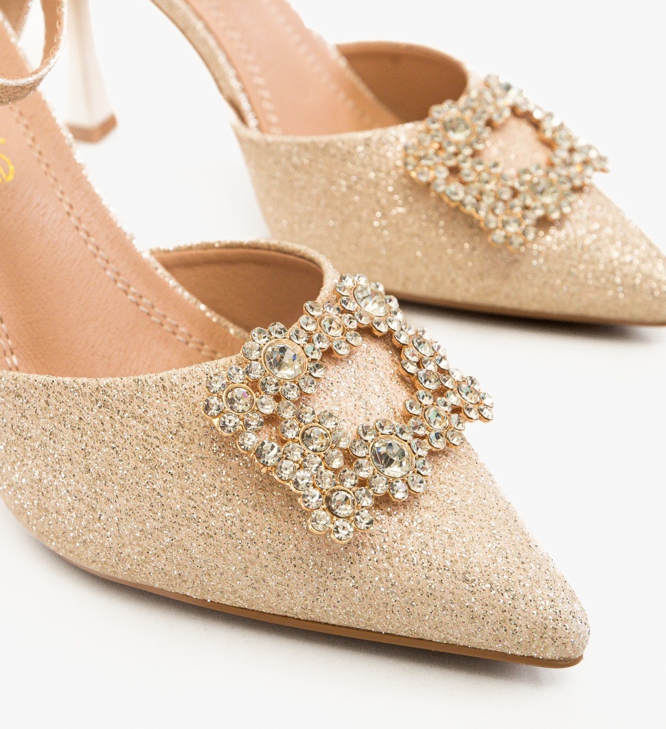 Pantofi dama Delgay Aurii Eleganți - imagine 2