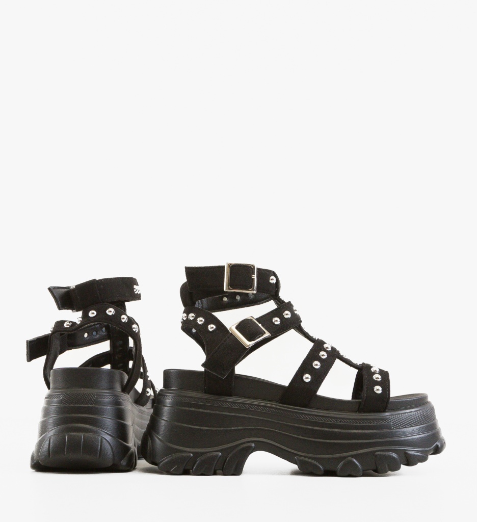 Sandale Tagry Negre Elegante cu Toc - imagine 3