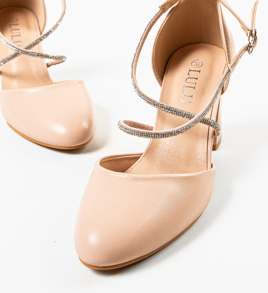 Pantofi dama Ochen Bej cu toc elegant - imagine 6