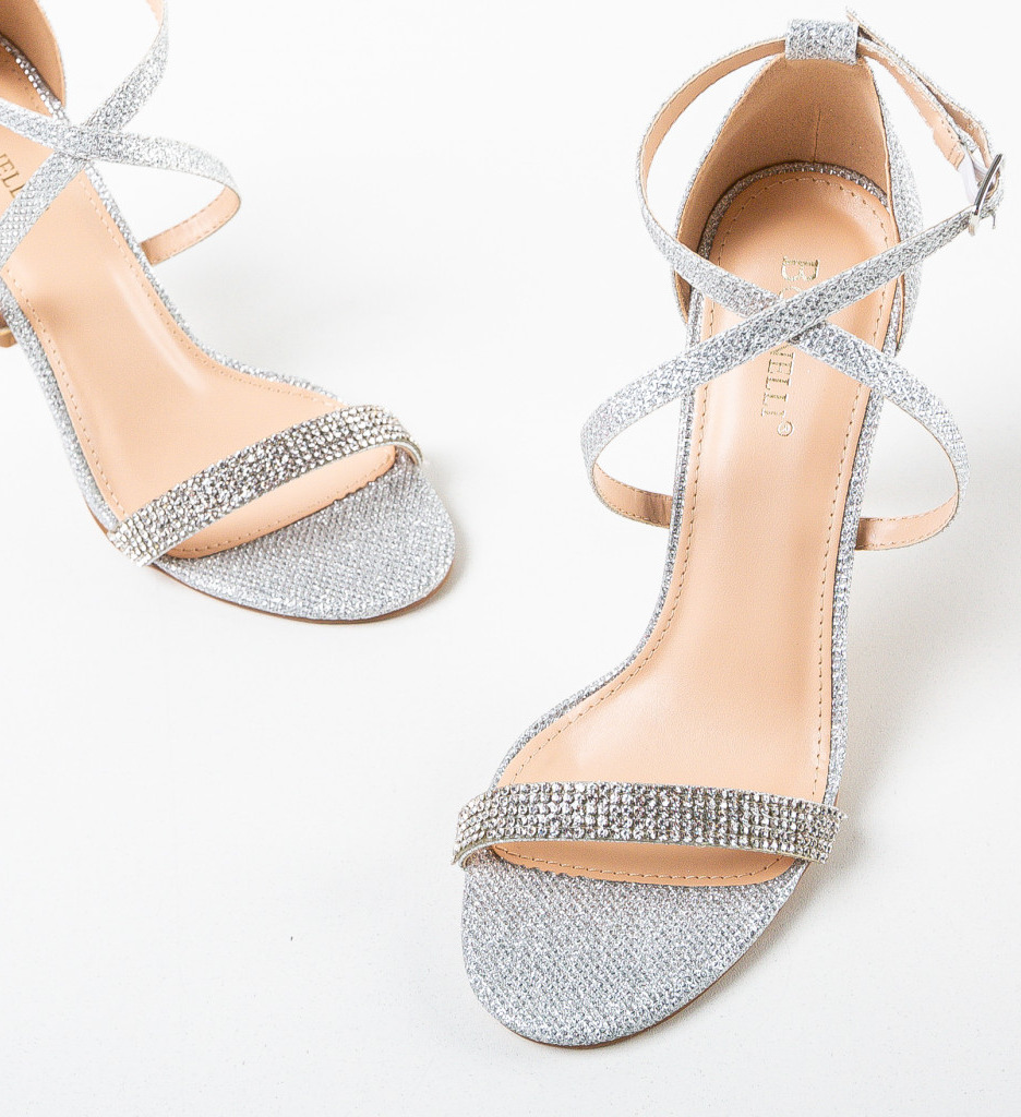 Sandale dama Kolacs Argintii - Elegante cu Toc - imagine 6